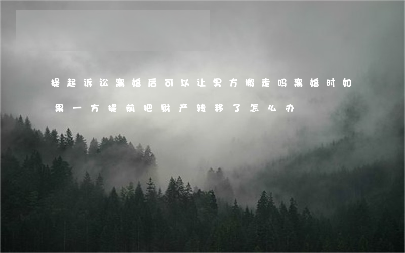 提起诉讼离婚后可以让男方搬走吗(离婚时如果一方提前把财产转移了怎么办)