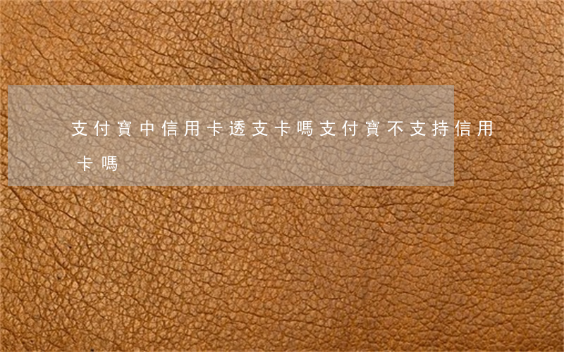 支付寶中信用卡透支卡嗎(支付寶不支持信用卡嗎)