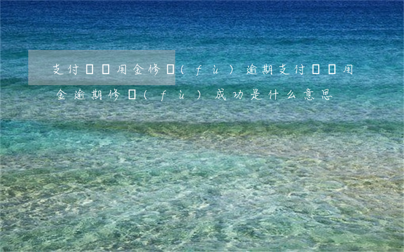 支付寶備用金修復(fù)逾期(支付寶備用金逾期修復(fù)成功是什么意思)