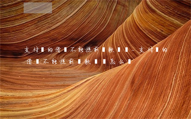 支付寶的借唄不能提前還款記錄-支付寶的借唄不能提前還款記錄怎么辦