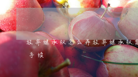 放弃继承权怎么弄(放弃继承权需要办理什么手续)