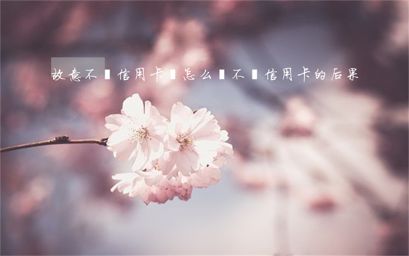 故意不還信用卡會怎么樣(不還信用卡的后果)