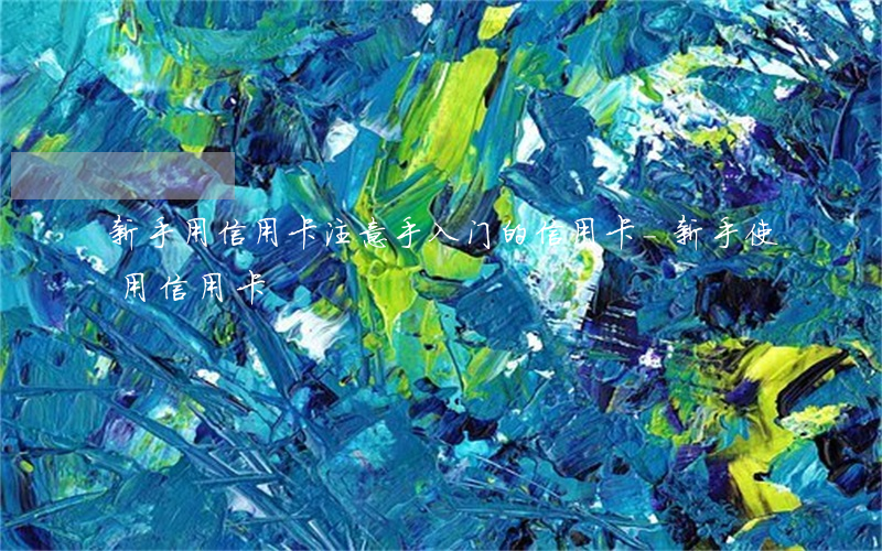 新手用信用卡注意手入门的信用卡-新手使用信用卡