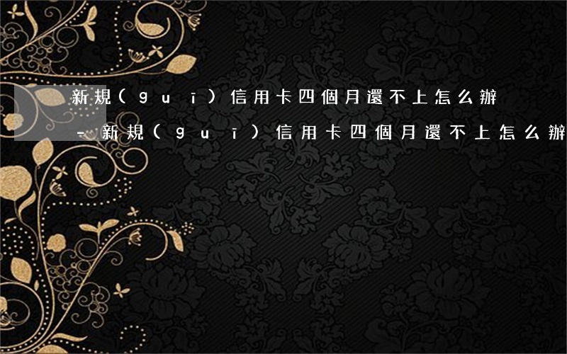 新規(guī)信用卡四個月還不上怎么辦-新規(guī)信用卡四個月還不上怎么辦