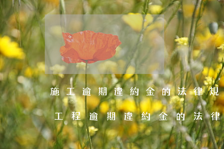 施工逾期違約金的法律規(guī)定上限(工程逾期違約金的法律規(guī)定上限)