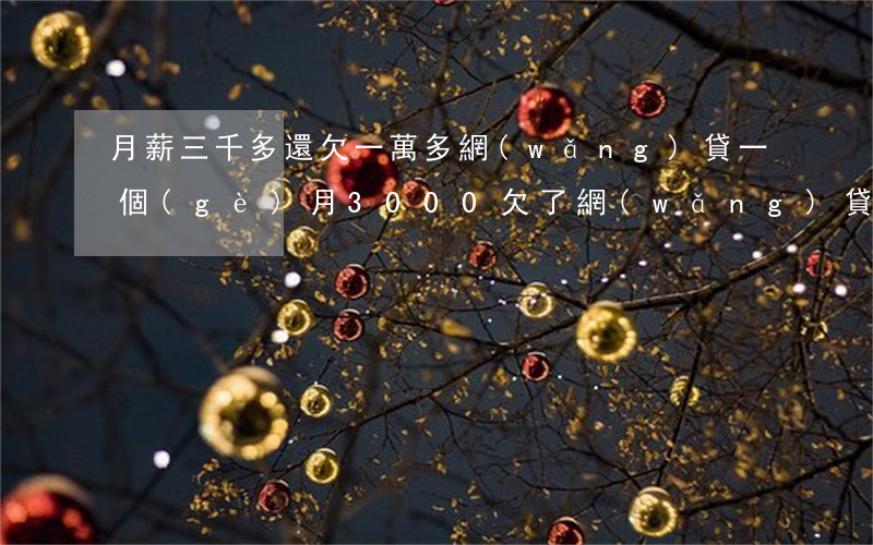 月薪三千多還欠一萬多網(wǎng)貸(一個(gè)月3000欠了網(wǎng)貸7萬)