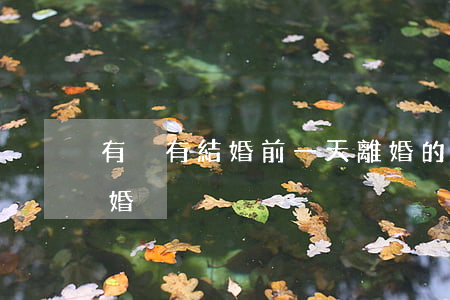 有沒有結婚前一天離婚的(剛結婚沒幾天就離婚)