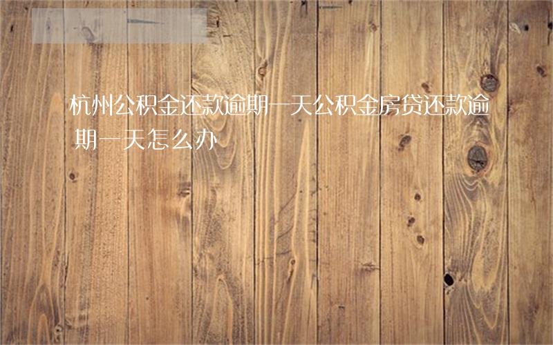 杭州公积金还款逾期一天(公积金房贷还款逾期一天怎么办)