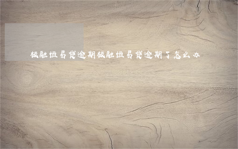极融恒易贷逾期(极融恒易贷逾期了怎么办)