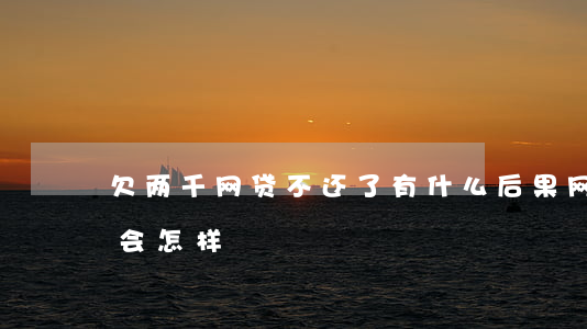 欠两千网贷不还了有什么后果(网贷两万不还会怎样)