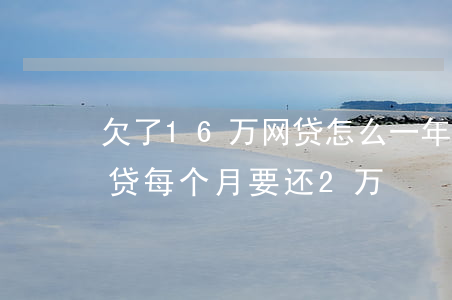 欠了16万网贷怎么一年还清(欠了18万网贷每个月要还2万)