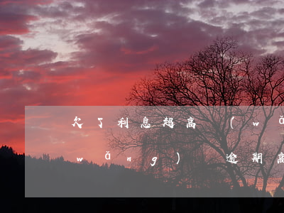 欠了利息超高網(wǎng)貸怎么辦(網(wǎng)貸逾期高利息怎么辦)