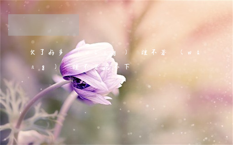 欠了好多網(wǎng)貸睡不著(網(wǎng)貸睡不著吃不下)