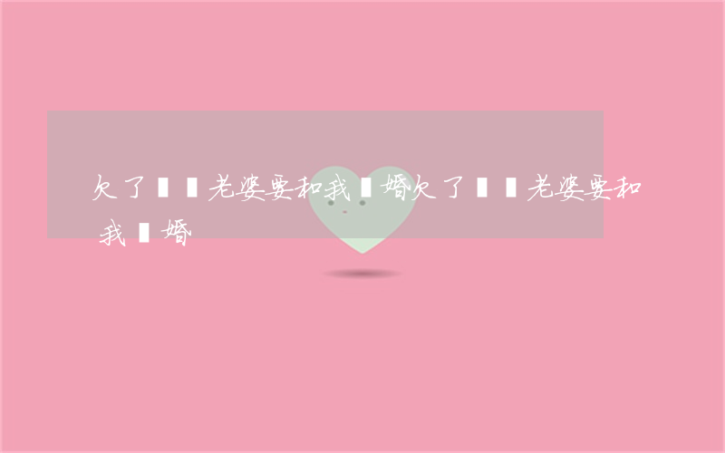 欠了網貸老婆要和我離婚(欠了網貸老婆要和我離婚)