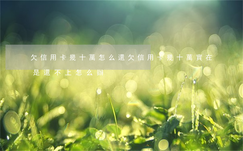 欠信用卡幾十萬怎么還(欠信用卡幾十萬實在是還不上,怎么辦)