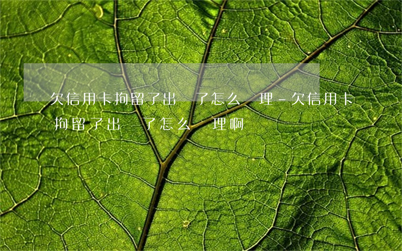 欠信用卡拘留了出來了怎么處理-欠信用卡拘留了出來了怎么處理啊