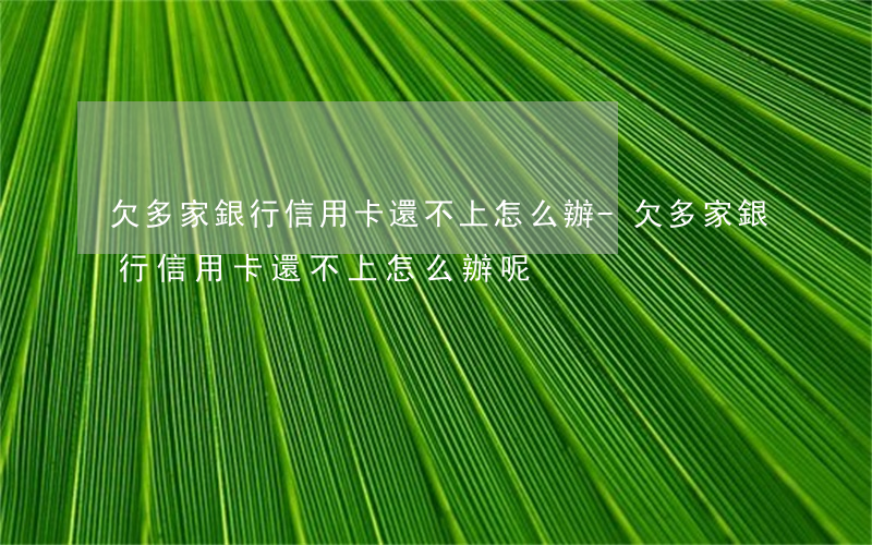 欠多家銀行信用卡還不上怎么辦-欠多家銀行信用卡還不上怎么辦呢