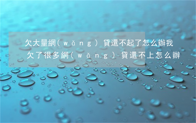 欠大量網(wǎng)貸還不起了怎么辦(我欠了很多網(wǎng)貸還不上怎么辦)