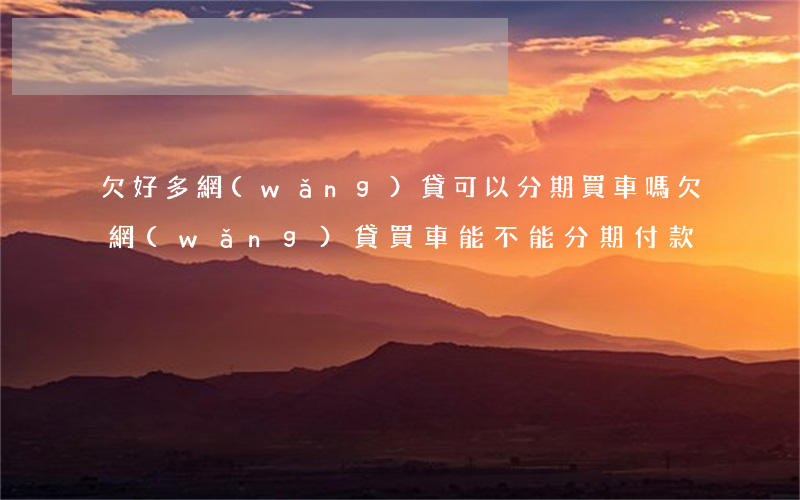 欠好多網(wǎng)貸可以分期買車嗎(欠網(wǎng)貸買車能不能分期付款)