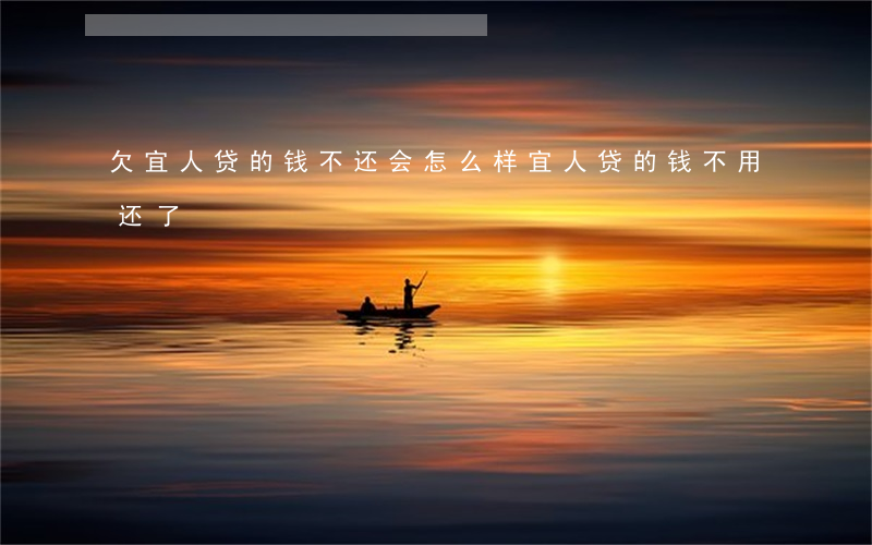 欠宜人贷的钱不还会怎么样(宜人贷的钱不用还了)