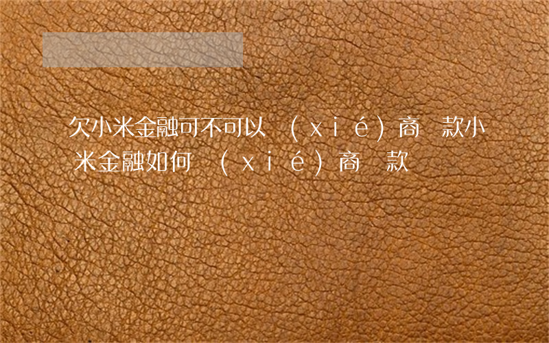 欠小米金融可不可以協(xié)商還款(小米金融如何協(xié)商還款)