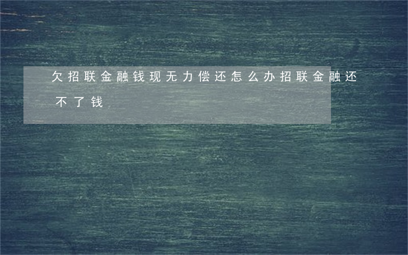 欠招联金融钱现无力偿还怎么办(招联金融还不了钱)