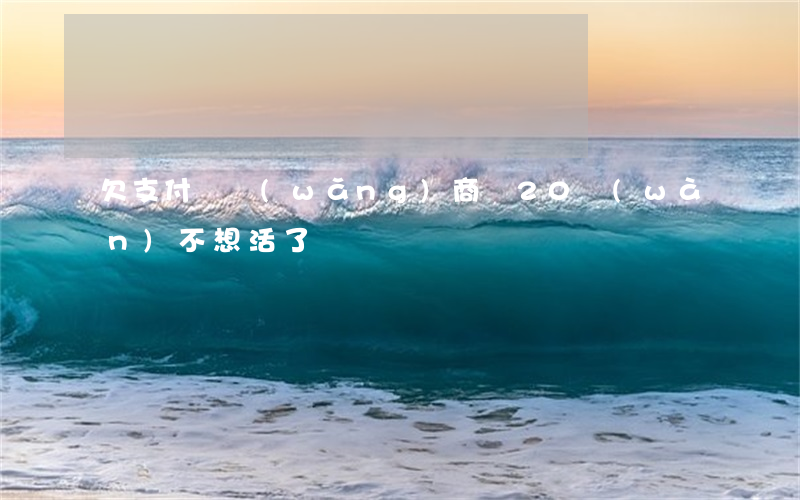 欠支付寶網(wǎng)商貸20萬(wàn)不想活了