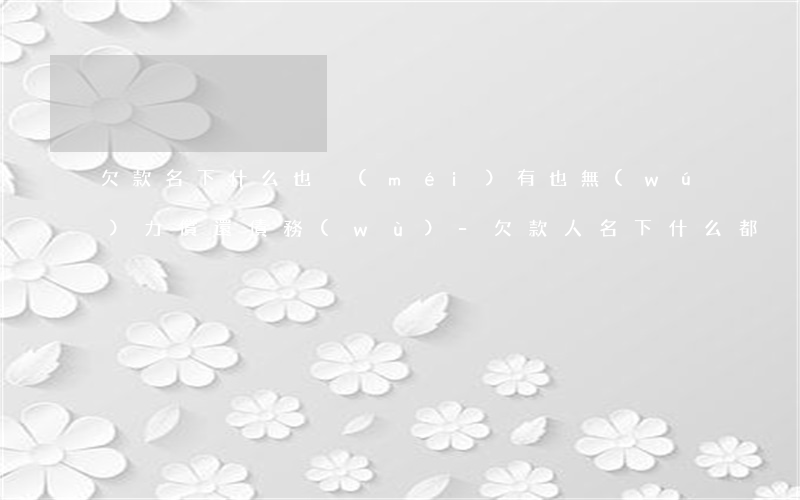 欠款名下什么也沒(méi)有,也無(wú)力償還債務(wù)-欠款人名下什么都沒(méi)有怎么辦