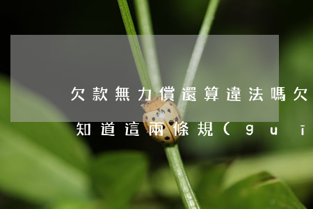 欠款無力償還算違法嗎(欠款無力償還,一定要知道這兩條規(guī)定)