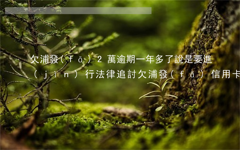 欠浦發(fā)2萬逾期一年多了,說是要進(jìn)行法律追討（欠浦發(fā)信用卡一年兩萬）