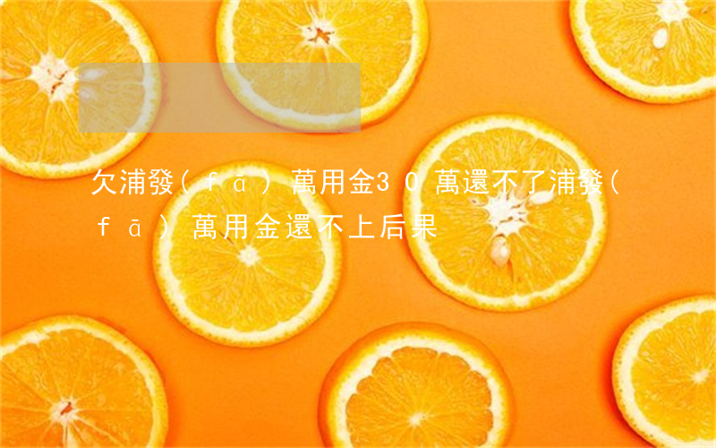 欠浦發(fā)萬用金30萬還不了(浦發(fā)萬用金還不上后果)