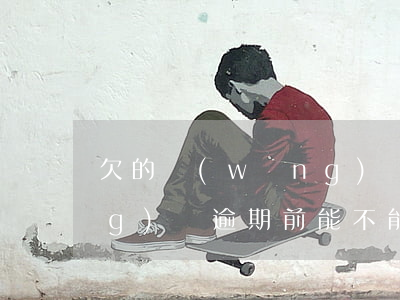 欠的網(wǎng)貸逾期(欠的網(wǎng)貸逾期前能不能商量重新分期)