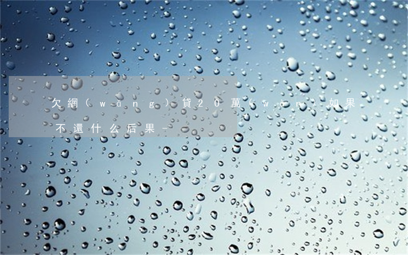 欠網(wǎng)貸20萬(wàn)如果不還什么后果-
