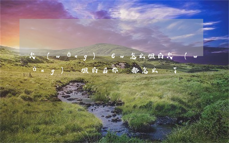 欠網(wǎng)貸6w怎么坦白(欠網(wǎng)貸坦白后你們都怎么樣了)