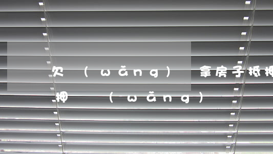 欠網(wǎng)貸拿房子抵押貸款(房子抵押還網(wǎng)貸)