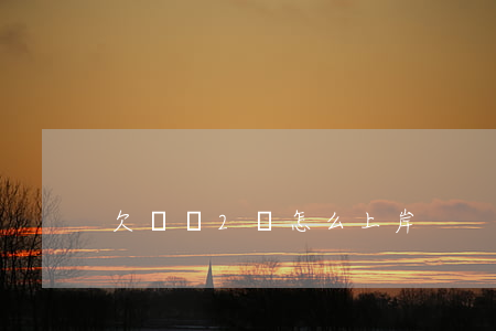 欠網貸2萬 怎么上岸