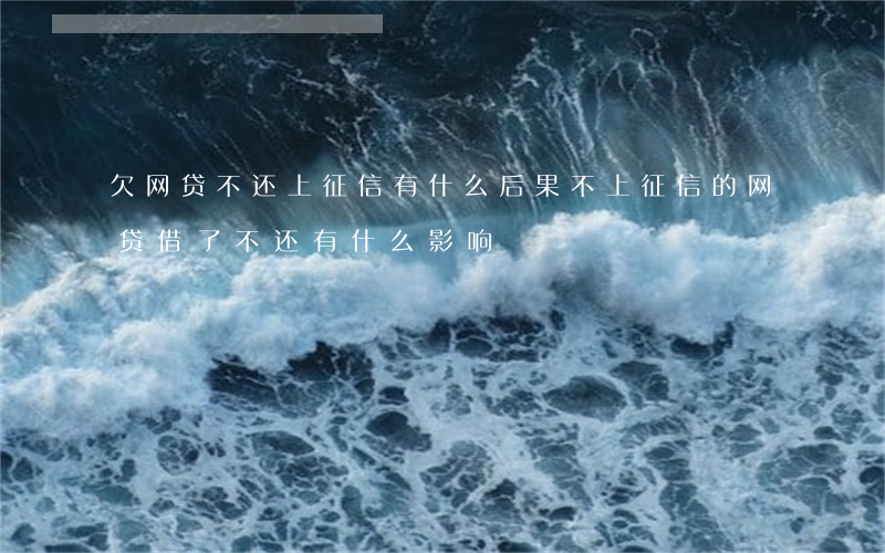 欠网贷不还上征信有什么后果(不上征信的网贷借了不还有什么影响)