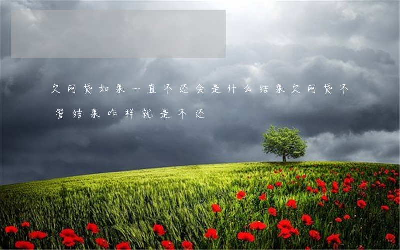 欠网贷如果一直不还会是什么结果(欠网贷不管结果咋样就是不还)