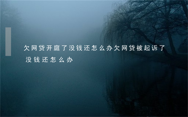 欠网贷开庭了没钱还怎么办(欠网贷被起诉了没钱还怎么办)