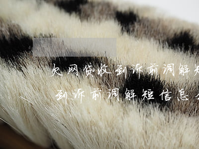 欠网贷收到诉前调解短信怎么办-欠网贷收到诉前调解短信怎么办呢
