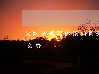 欠网贷被起诉该如何处理(网贷欠钱被起诉怎么办)