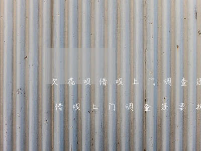 欠花呗借呗上门调查还要拍照录像-欠花呗借呗上门调查还要拍照录像吗