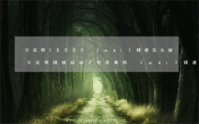 欠花唄15000沒(méi)錢還怎么辦(欠花唄錢被起訴了,但是真的沒(méi)錢還怎么辦)