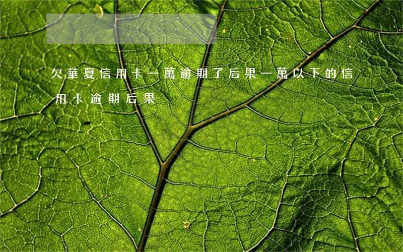 欠華夏信用卡一萬逾期了后果(一萬以下的信用卡逾期后果)