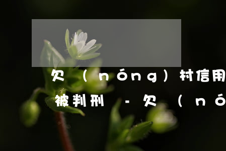 欠農(nóng)村信用社貸款無力償還會被判刑嗎-欠農(nóng)村信用社貸款無力償還會被判刑嗎知乎