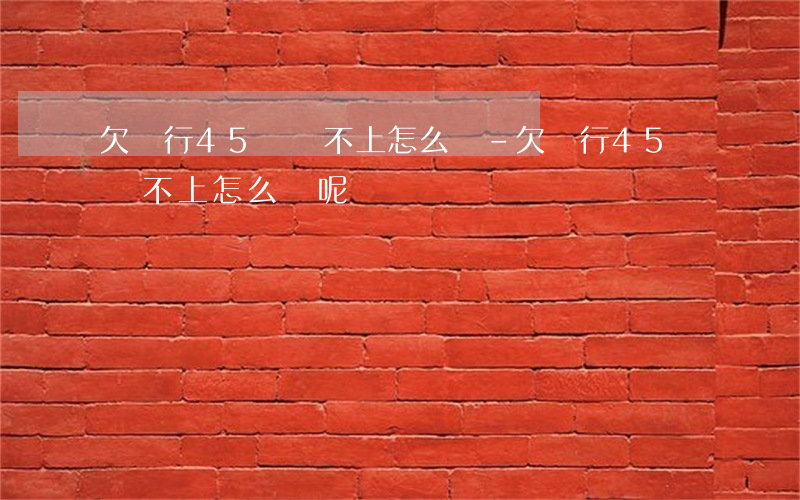 欠銀行45萬還不上怎么辦-欠銀行45萬還不上怎么辦呢