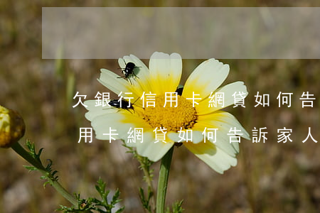 欠銀行信用卡網貸如何告訴家人-欠銀行信用卡網貸如何告訴家人呢