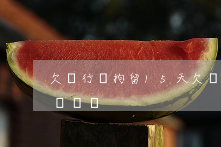欠銀行錢拘留15天 欠銀行錢被拘留了還用還錢嗎