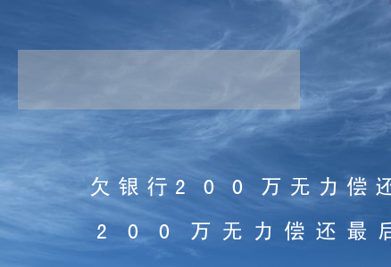 欠银行200万无力偿还最后结果-欠银行200万无力偿还最后结果怎么样