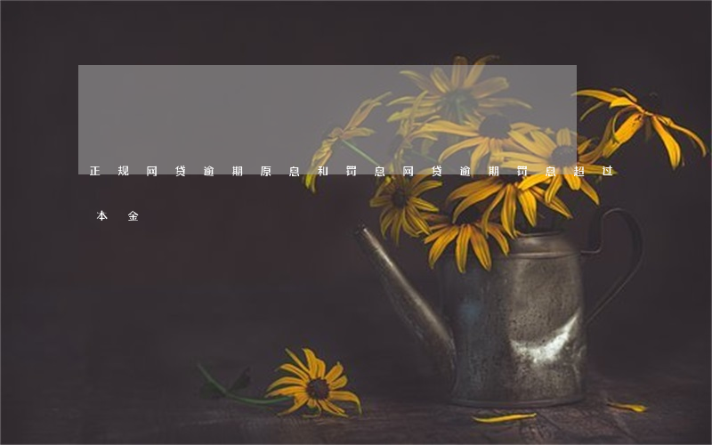 正规网贷逾期原息和罚息(网贷逾期罚息超过本金)